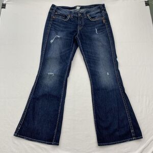 Silver Jeans Frances Jeans Womens 14 Flare Bootcut Distressed Denim Pants L31